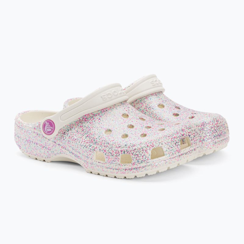 Crocs Classic Glitter Clog infradito per bambini bianco sporco 5