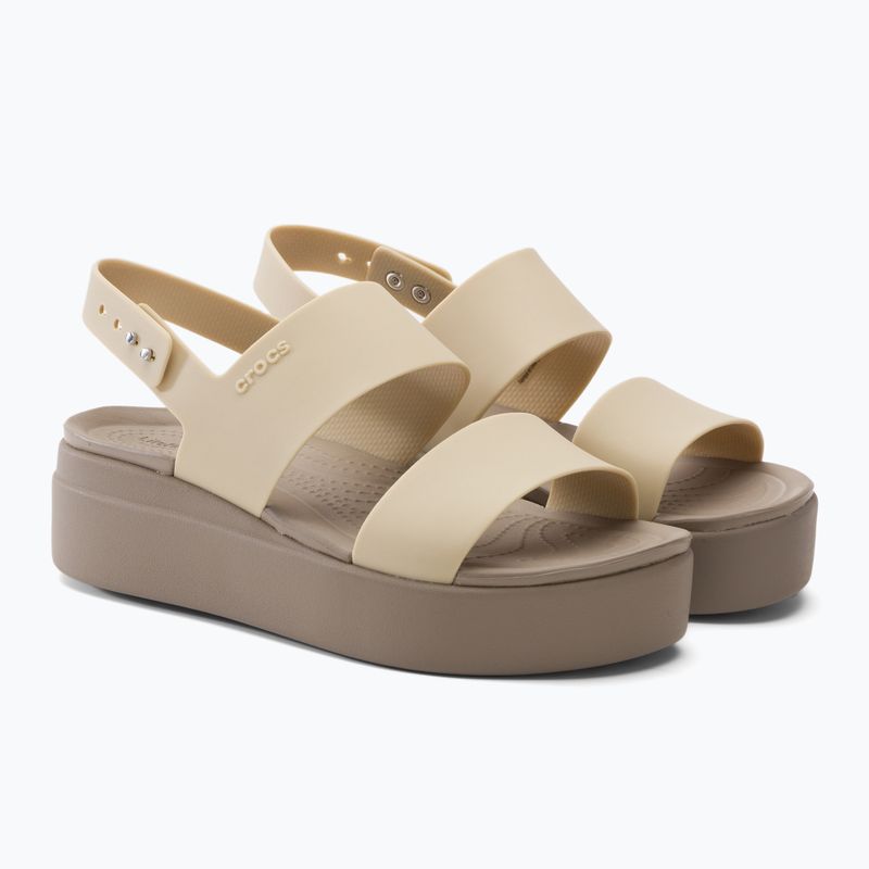 Sandali Crocs Brooklyn Met Low Wedge in metallo champagne per donna 4