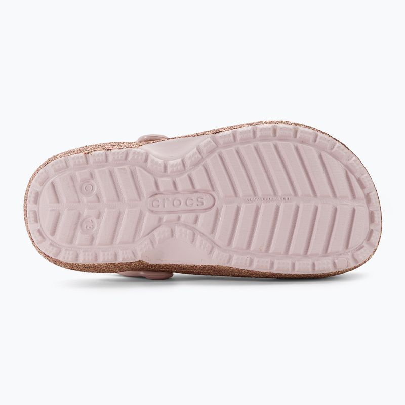 Crocs Classic Clog foderato di glitter oro/rosa infradito per bambini 6