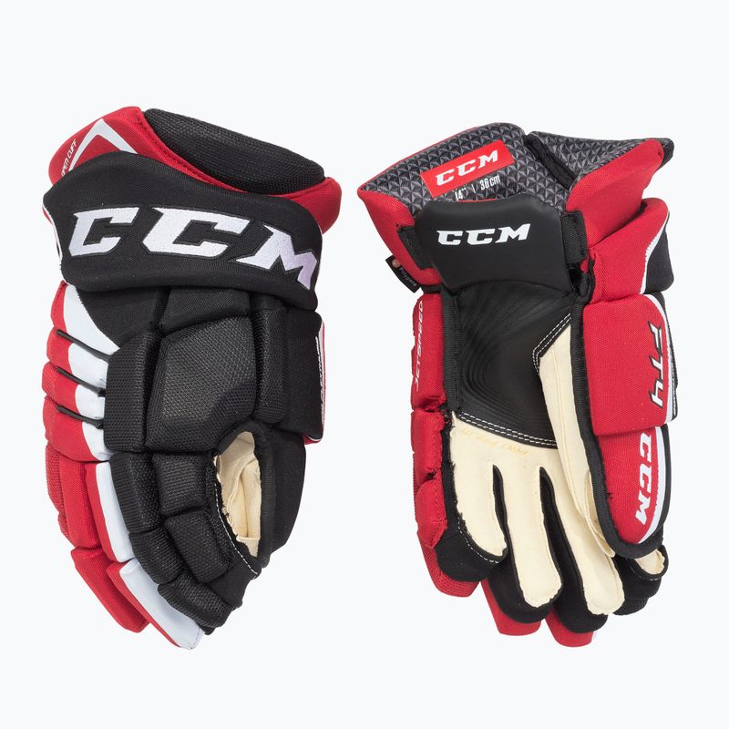 Guanti da hockey CCM JetSpeed FT4 SR nero/rosso/bianco 2