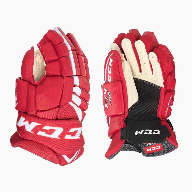 Guanti da hockey CCM per bambini JetSpeed FT4 JR rosso/bianco