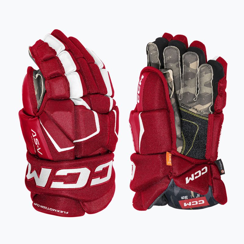 Guanti da hockey CCM Tacks AS-V SR rosso/bianco