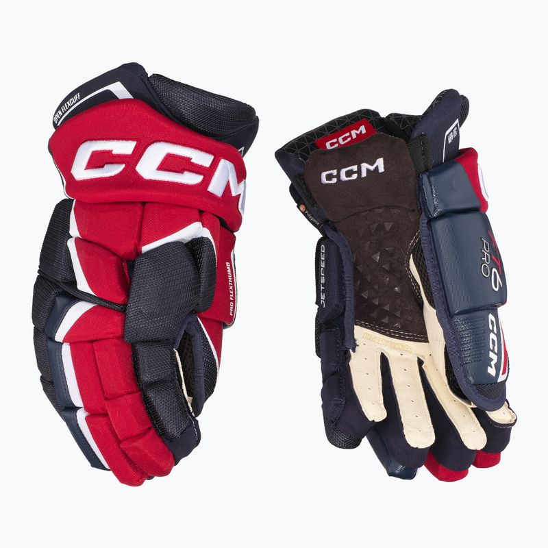 Guanti da hockey CCM JetSpeed FT6 Pro SR blu/rosso/bianco 2