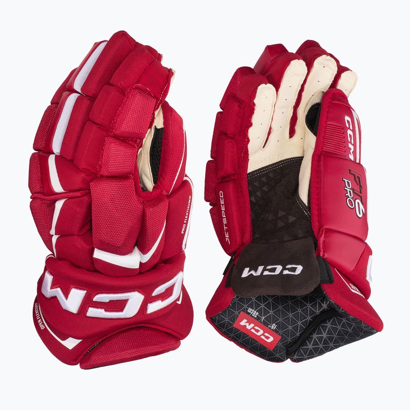 Guanti da hockey CCM JetSpeed FT6 Pro SR rosso/bianco