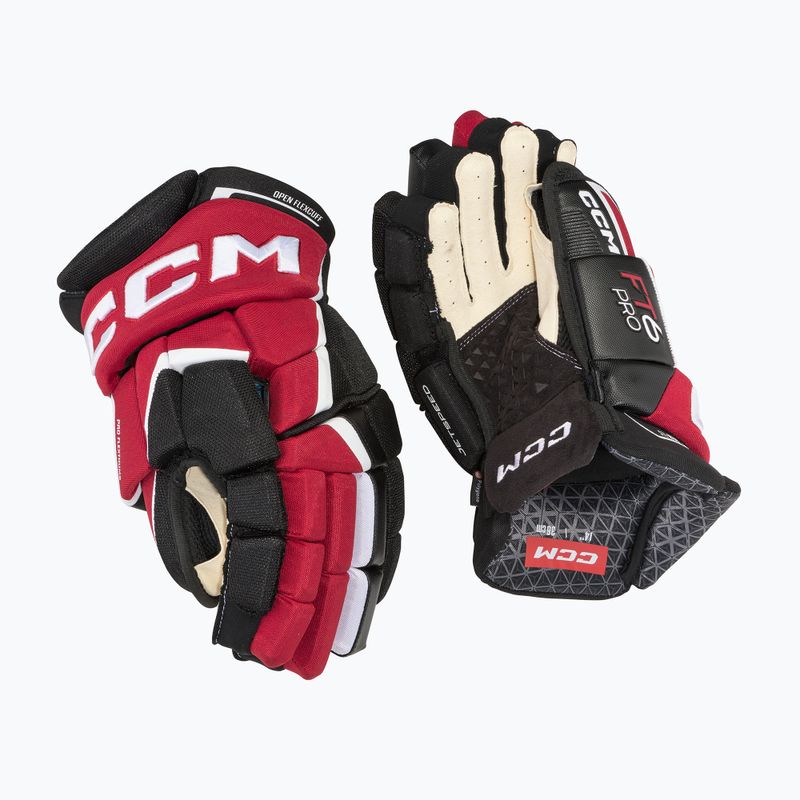 Guanti da hockey junior CCM JetSpeed FT6 Pro JR black/red/white 2