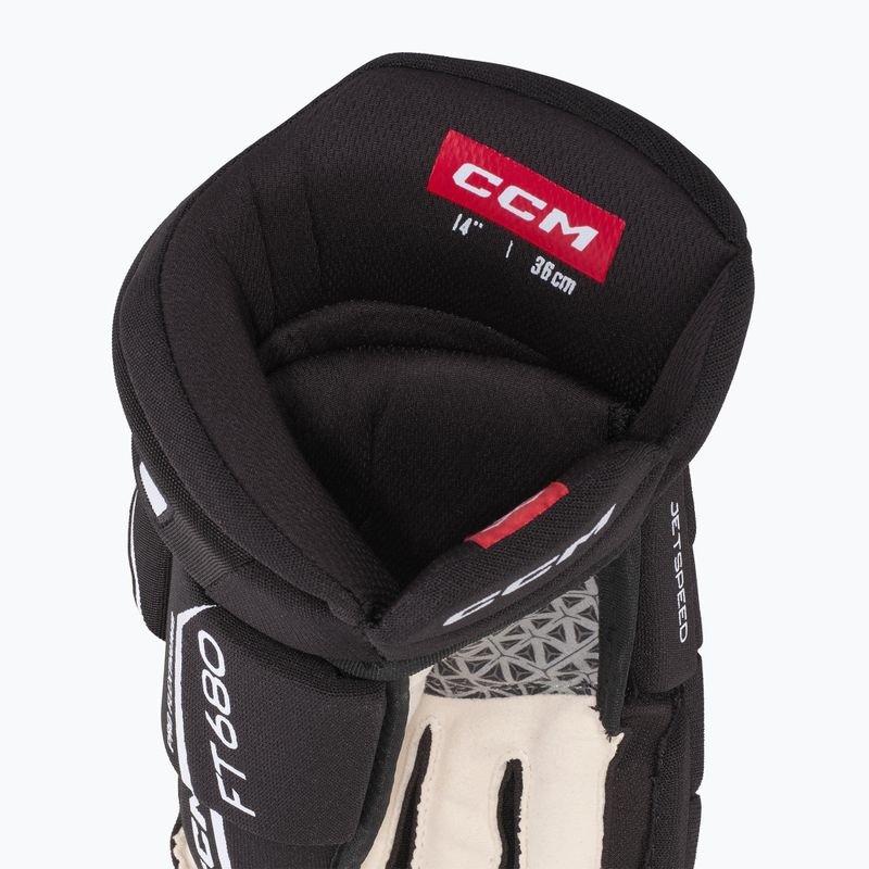 Guanti da hockey CCM JetSpeed FT680 SR nero/bianco 4