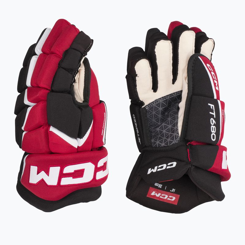 Guanti da hockey CCM JetSpeed FT680 SR nero/rosso/bianco