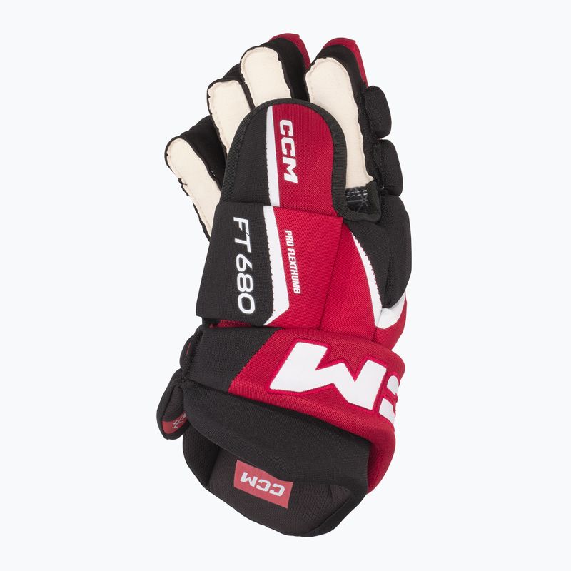 Guanti da hockey CCM JetSpeed FT680 SR nero/rosso/bianco 3