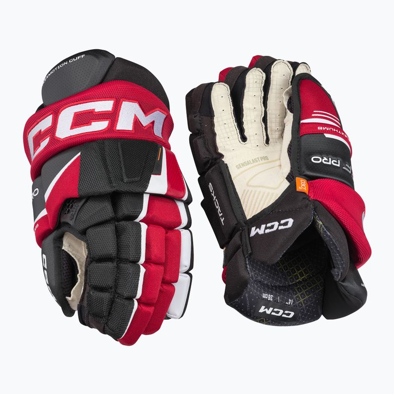 Guanti da hockey CCM Tacks XF Pro SR nero/rosso/bianco 2