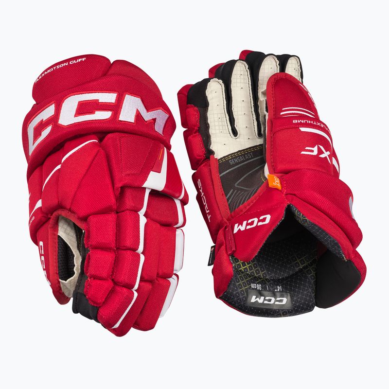Guanti da hockey CCM Tacks XF SR rosso/bianco 2