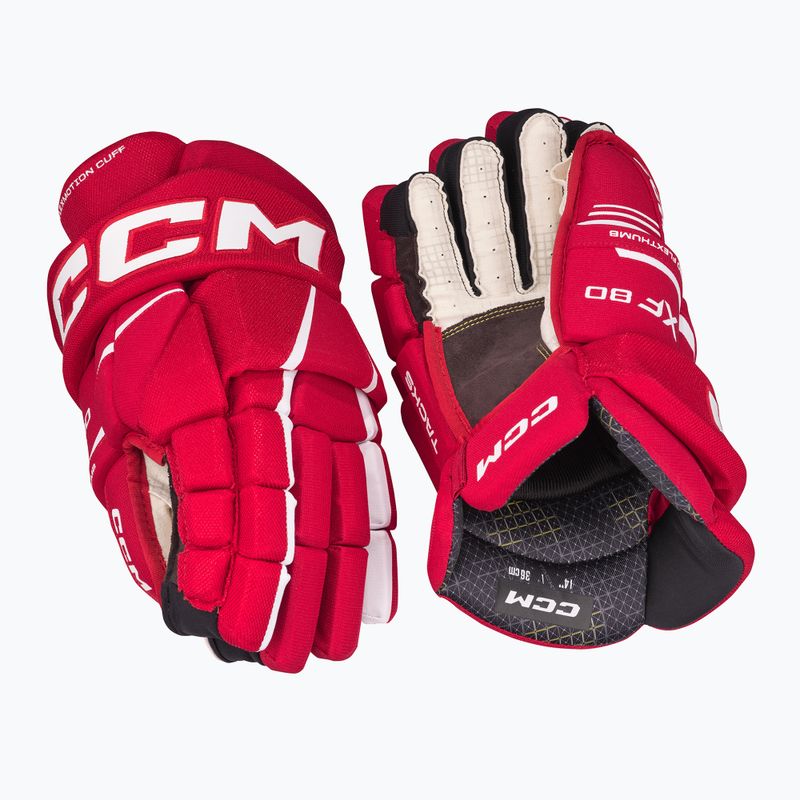 Guanti da hockey CCM Tacks XF80 SR rosso/bianco 2