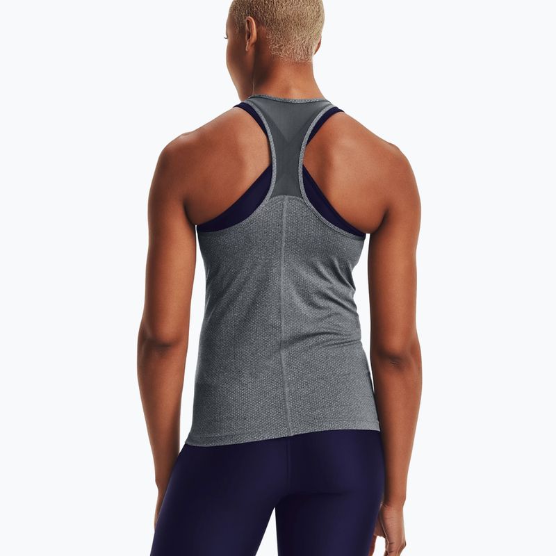 Canotta da allenamento Under Armour da donna HG Armour Racer Tank grigio pece chiaro/argento metallico 2