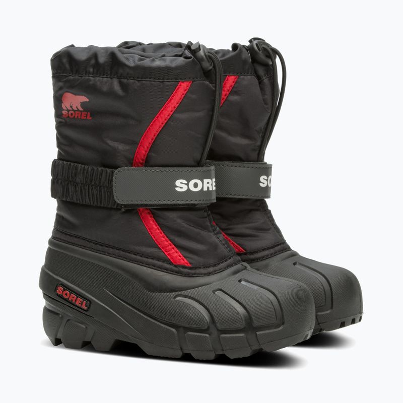 Sorel Flurry Dtv, stivali da neve per bambini, nero/rosso brillante 9