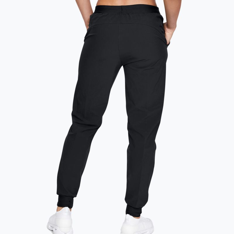 Pantaloni da allenamento da donna Under Armour Armour Sport Woven nero/argento metallico 2