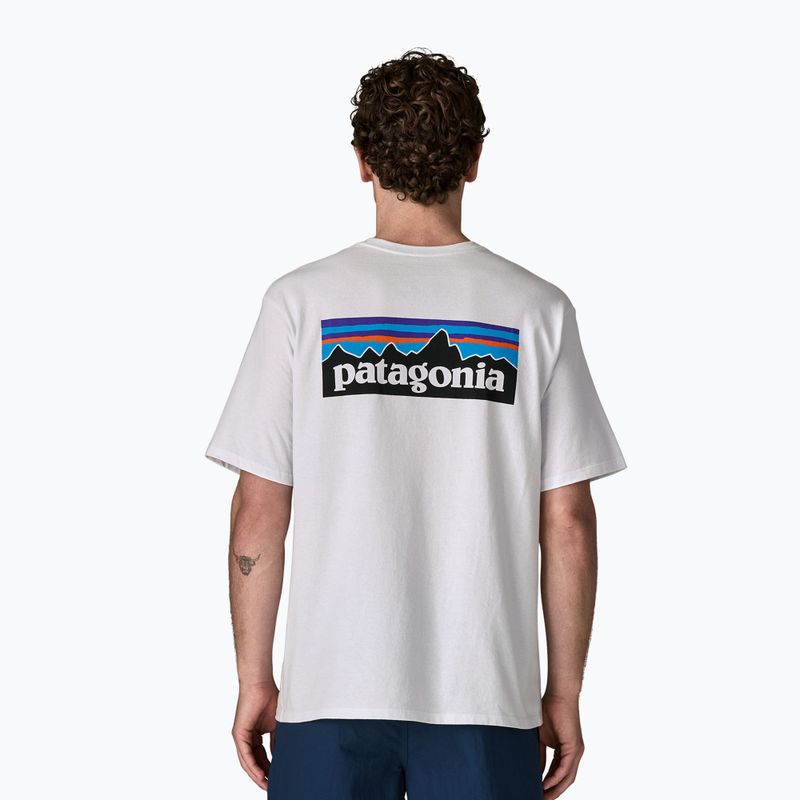 Maglietta da trekking Patagonia P-6 Logo Responsibili-Tee da uomo, bianco 2
