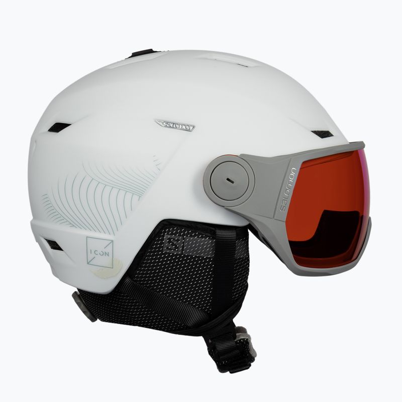 Casco da sci da donna Salomon Icon LT Visor S2 bianco/blu medio 4