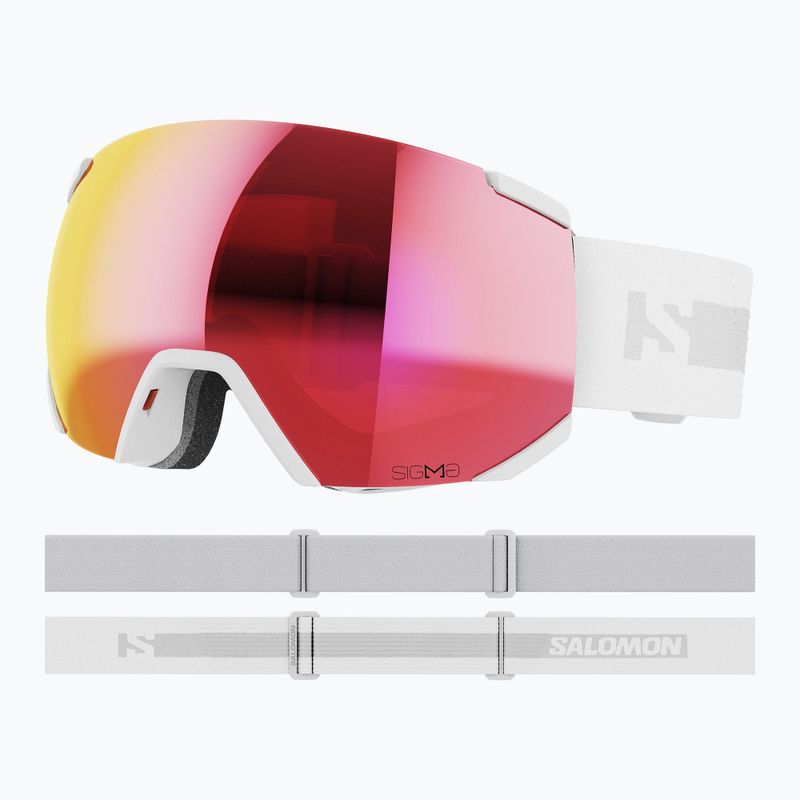 Salomon Radium occhiali da sci bianco/sigma rosso papavero 7