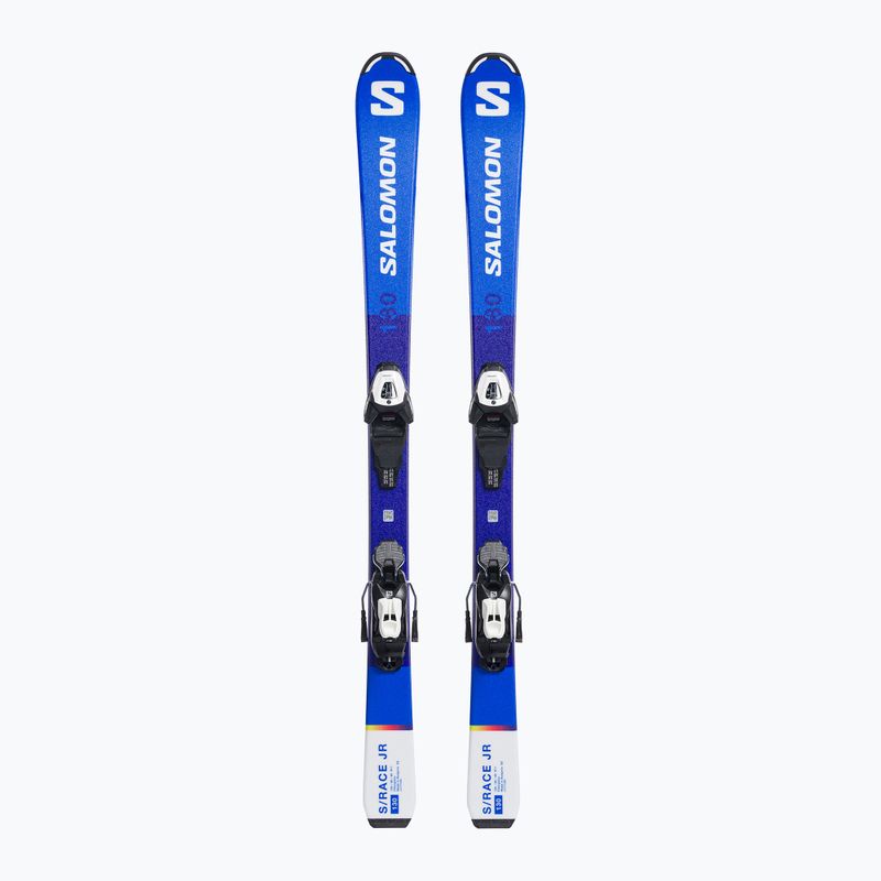 Sci da discesa per bambini Salomon S/Race M Jr. + attacchi L6 race blu/bianco