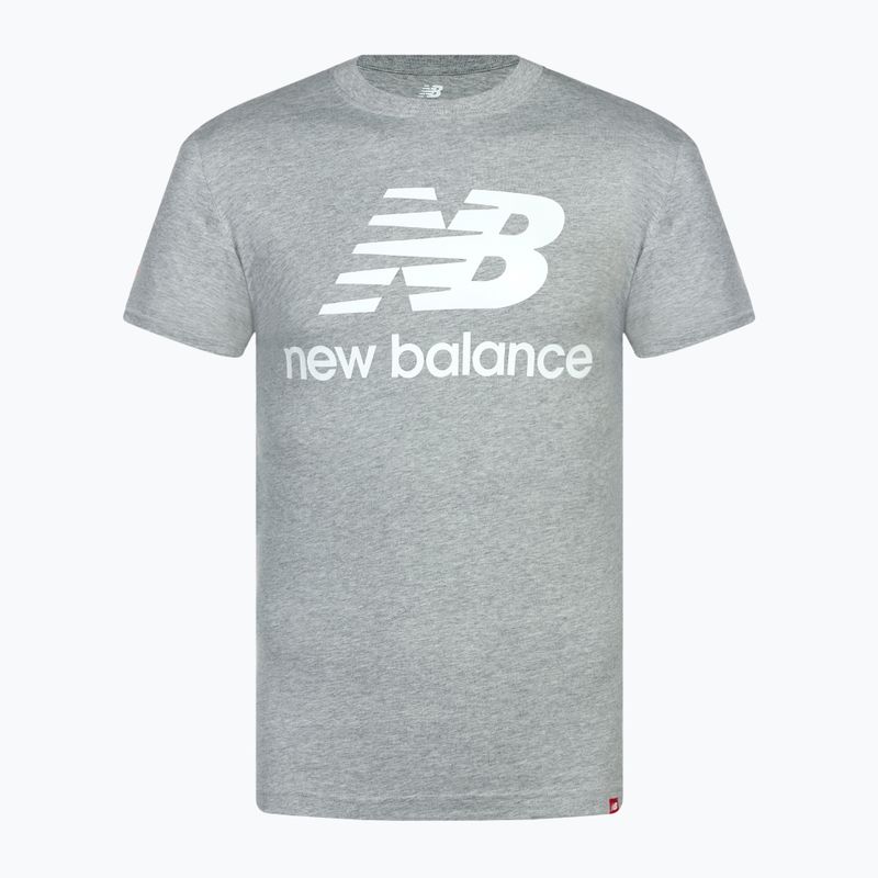 Maglietta New Balance Essentials Stacked Logo da uomo, grigio