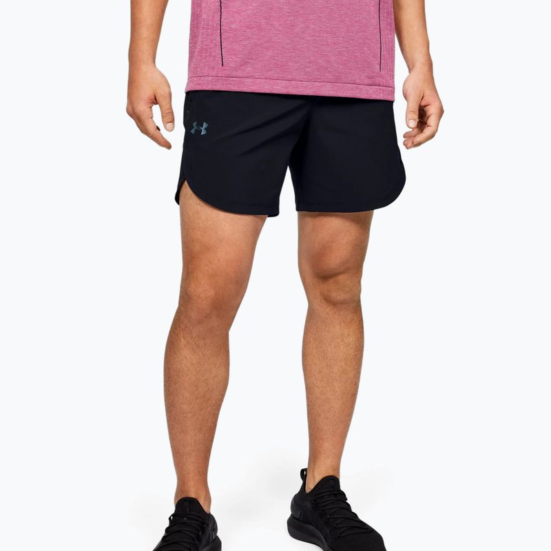 Pantaloncini da allenamento Under Armour UA Stretch-Woven da uomo nero/nero/saldatura metallizzata 3