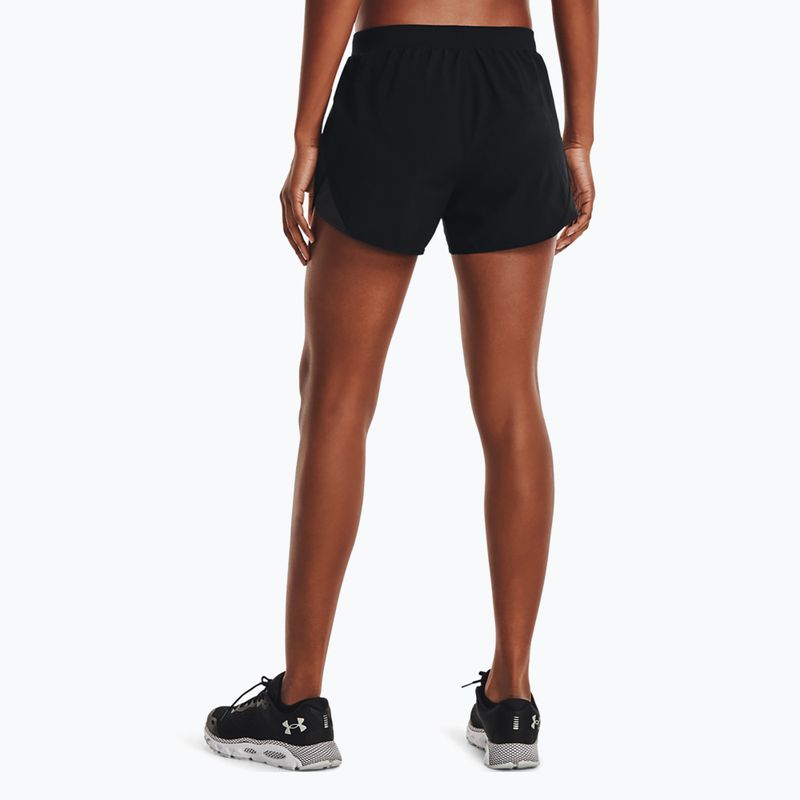 Pantaloncini da corsa Under Armour Fly By 2.0 donna nero/nero/riflettente 3