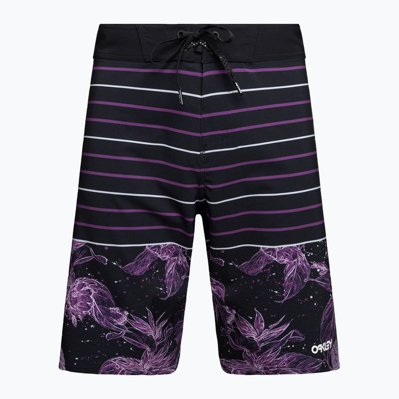 Pantaloncini da bagno Oakley Retro Split 21 da uomo con fiori e strisce viola