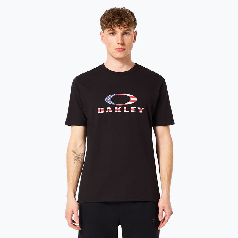 Maglietta Oakley O Bark 2.0 da uomo nero/bandiera americana