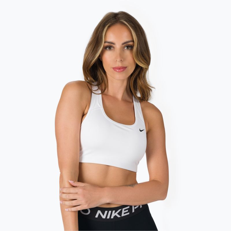 Reggiseno fitness Nike Dri-Fit Swoosh bianco/nero