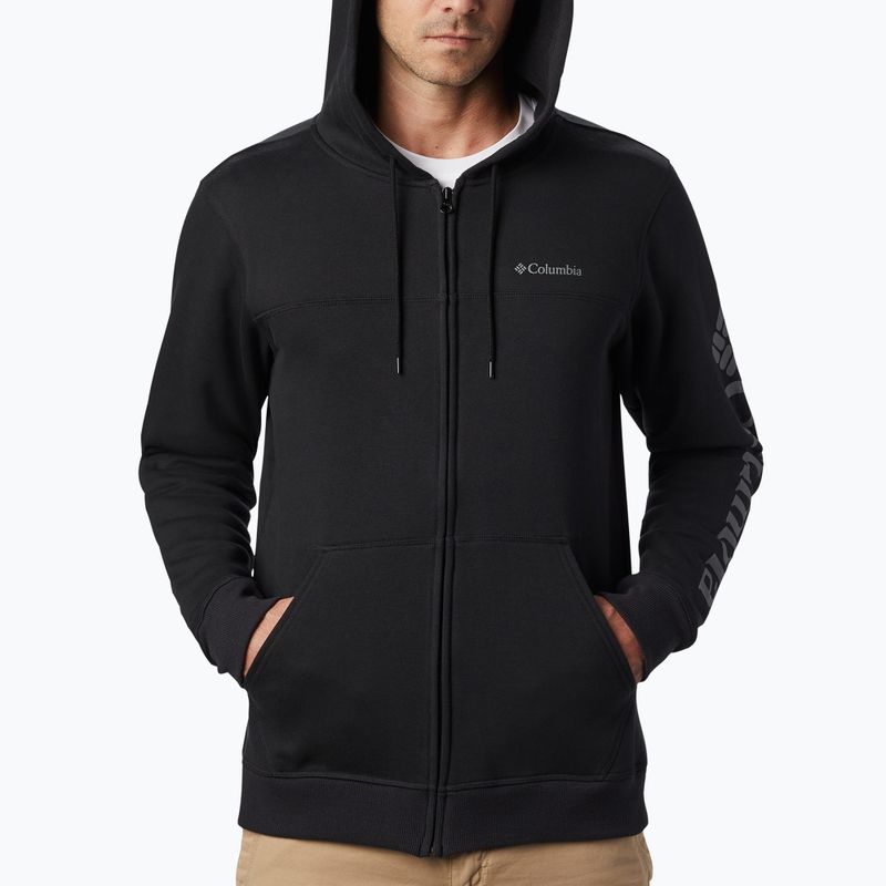 Felpa Columbia Logo Fleece Full Zip uomo nero/csc manica logo trekking