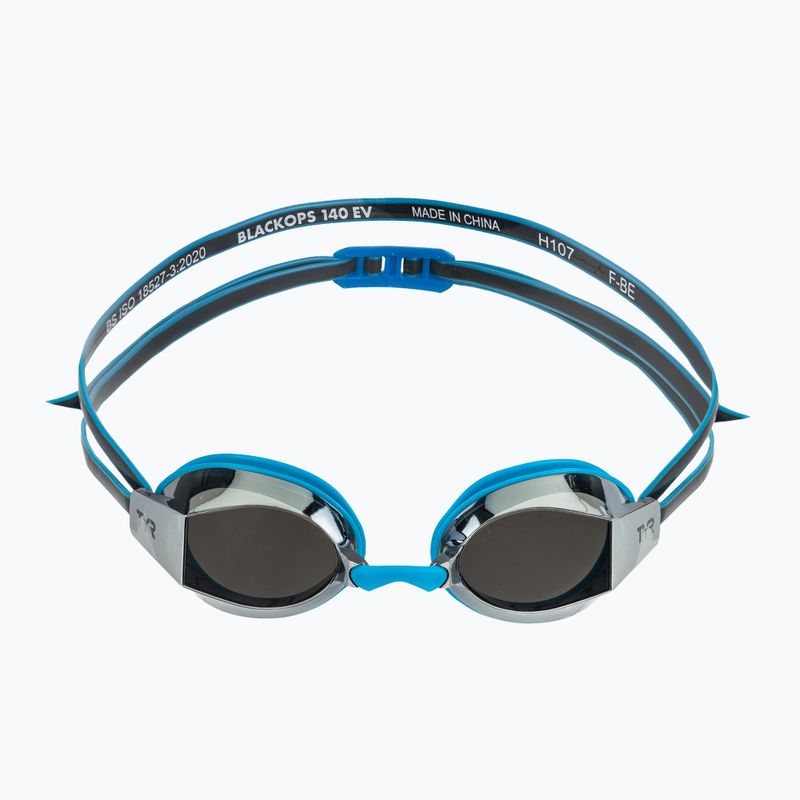 Occhiali da nuoto TYR per bambini Blackops 140 Ev Racing Mirrored argento/blu/nero 2
