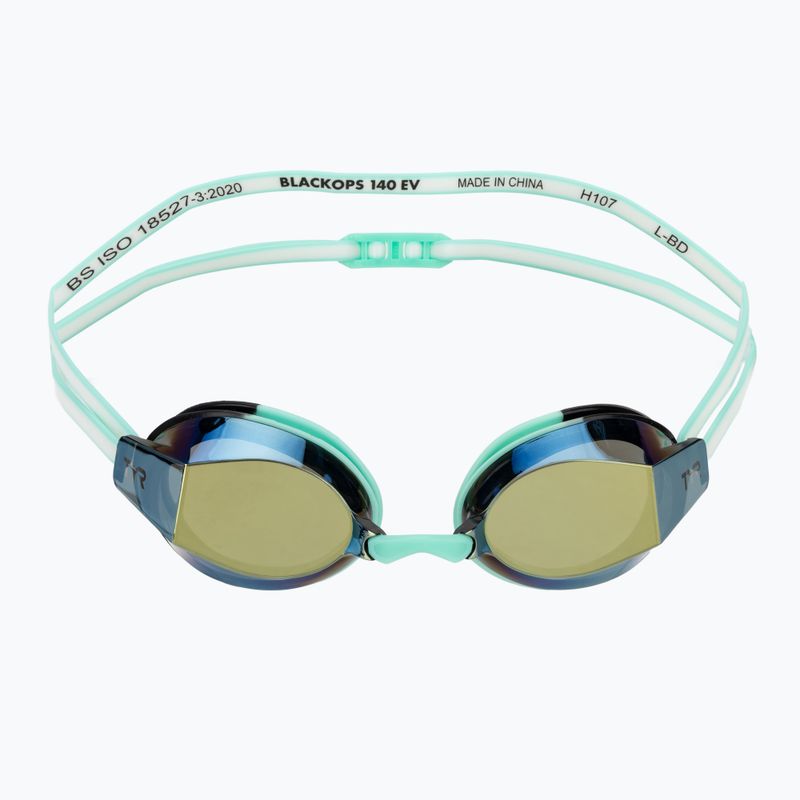 Occhiali da nuoto da donna TYR Blackops 140 Ev Racing Mirrored oro/ menta/ bianco 2