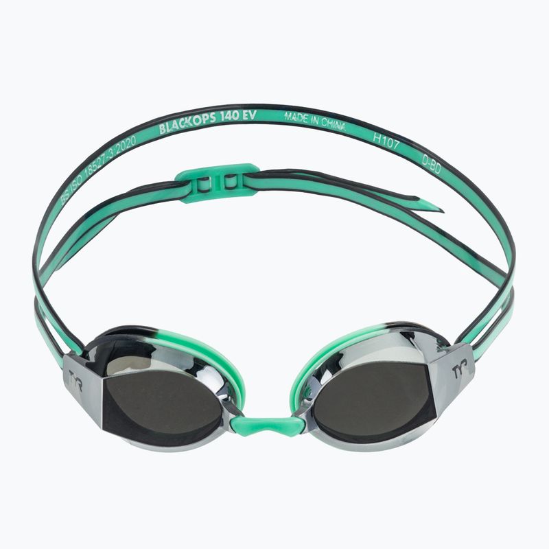 Occhiali da nuoto da donna TYR Blackops 140 Ev Racing Mirrored argento/ menta/nero 2