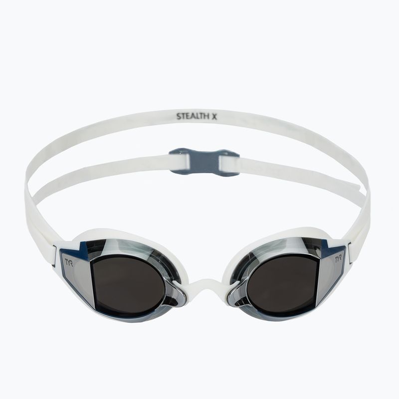 Occhiali da nuoto TYR Stealth-X Performance Mirrored argento/bianco 2