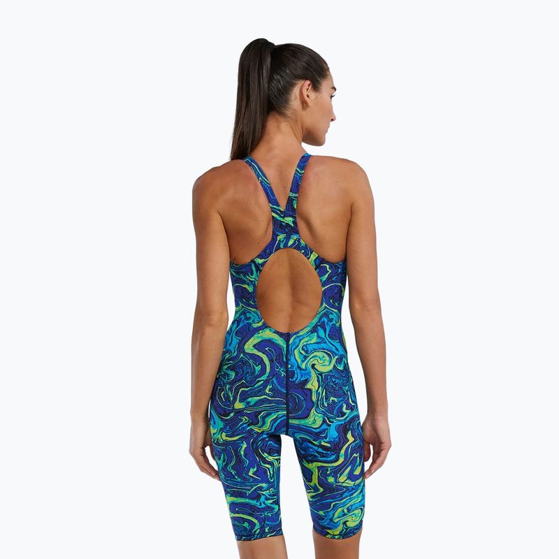 Costume da bagno intero donna TYR Thresher Open Back Hyperblitz blue/green 2