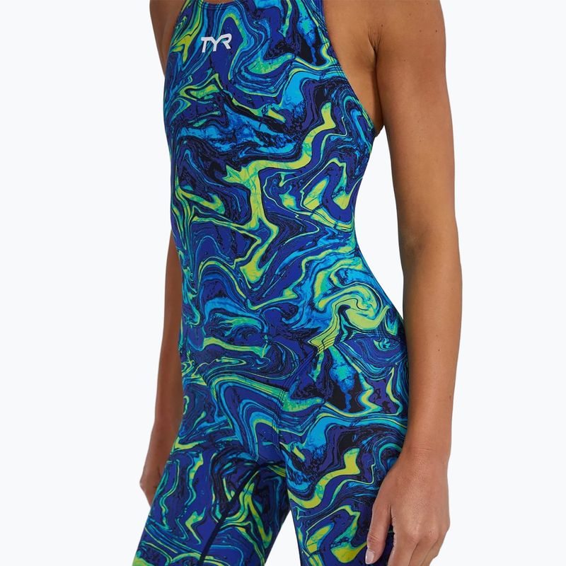 Costume da bagno intero donna TYR Thresher Open Back Hyperblitz blue/green 7