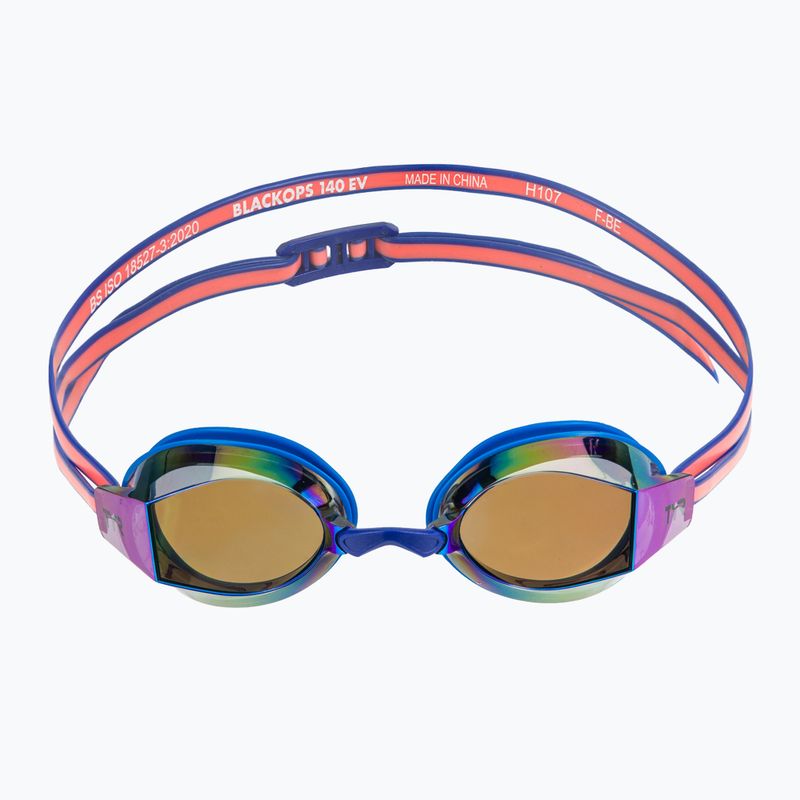 Occhialini da nuoto donna TYR Blackops 140 Ev Racing Specchiati blu/corallo 2