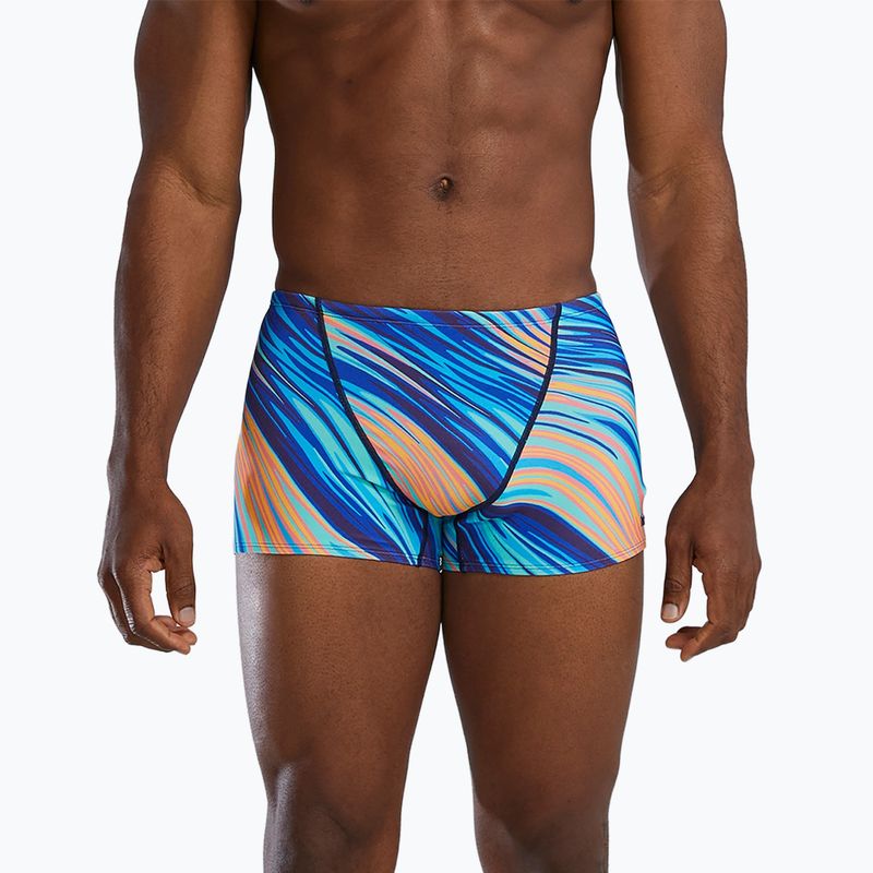 Boxer nuoto uomo TYR Durafast Elite Riptidal Square Leg teal/arancio