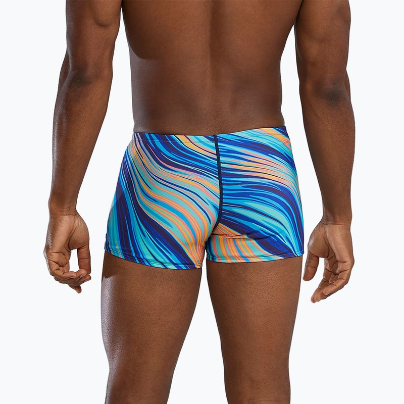 Boxer nuoto uomo TYR Durafast Elite Riptidal Square Leg teal/arancio 2