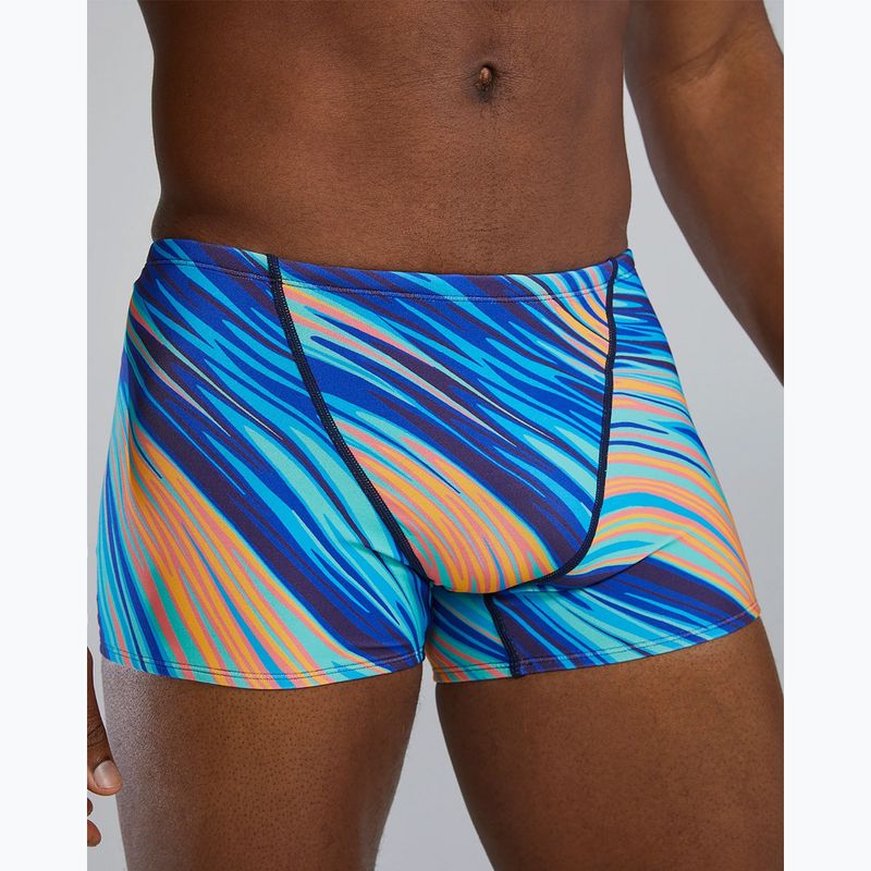 Boxer nuoto uomo TYR Durafast Elite Riptidal Square Leg teal/arancio 5