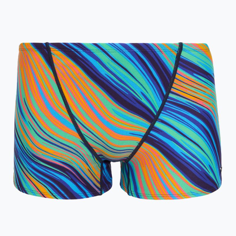 Boxer nuoto uomo TYR Durafast Elite Riptidal Square Leg teal/arancio