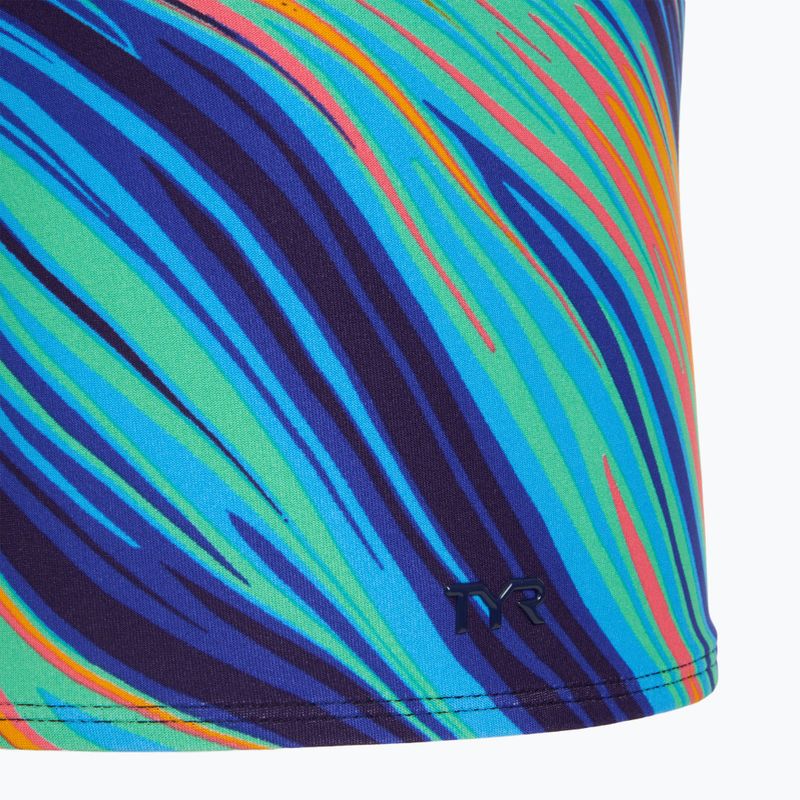 Boxer nuoto uomo TYR Durafast Elite Riptidal Square Leg teal/arancio 3