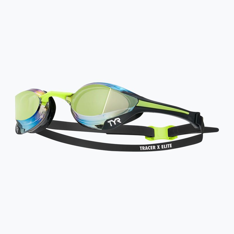 Occhiali da nuoto TYR Tracer-X Elite Racing Mirrored nero/lime