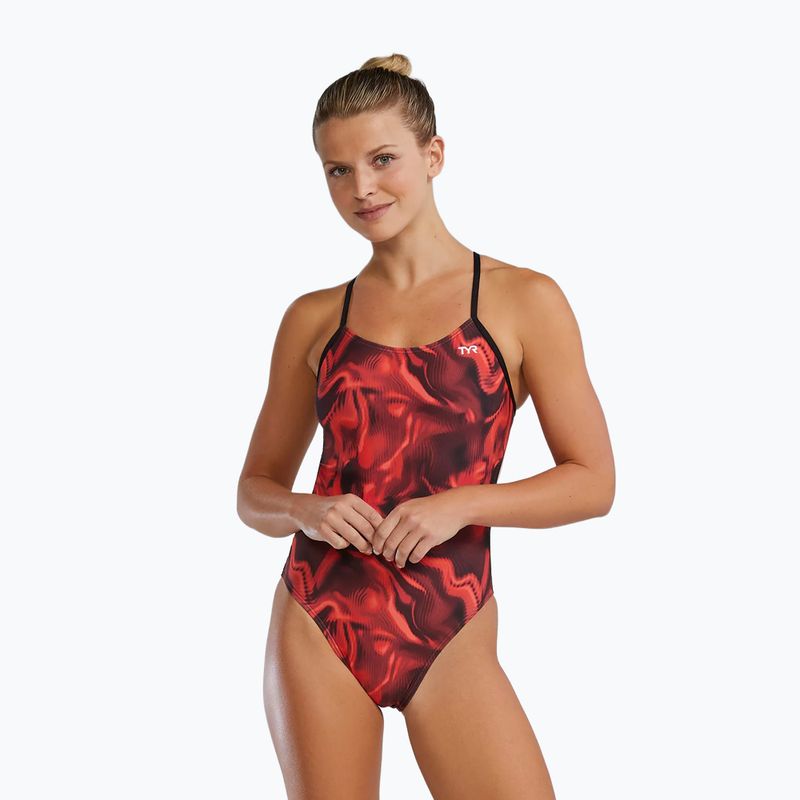 Costume da nuoto intero donna TYR Durafast Elite Waveform Cutoutfit red 4
