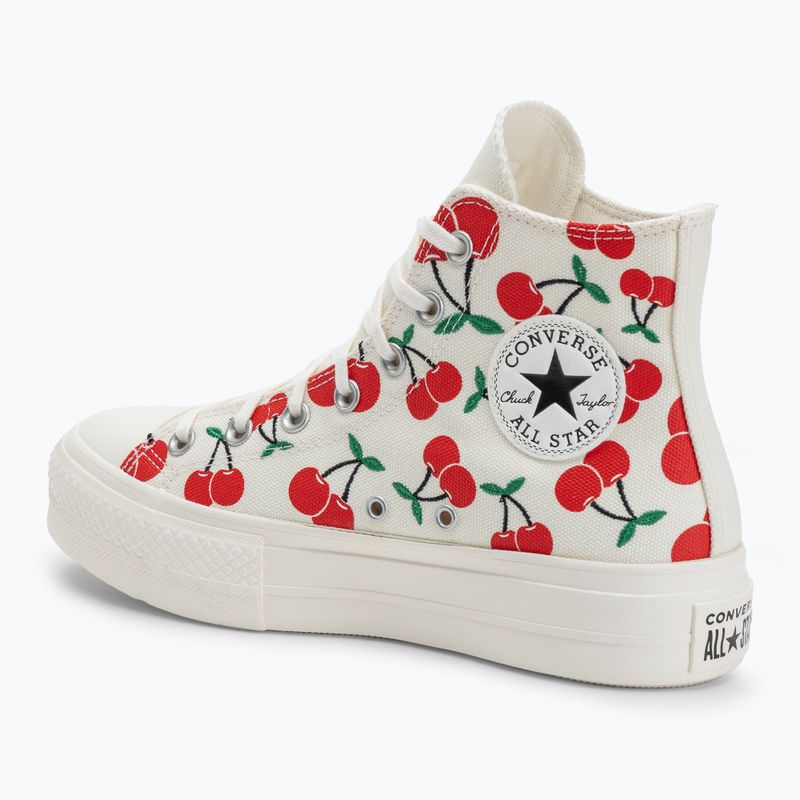 Scarpe da ginnastica da donna Converse Chuck Taylor All Star Lift Platform Cherries Hi egret/red/green 3