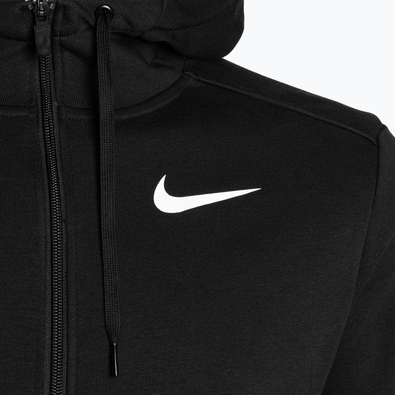 Felpa da uomo Nike Dri-Fit Fitness con cappuccio e zip intera in pile nero/bianco 3