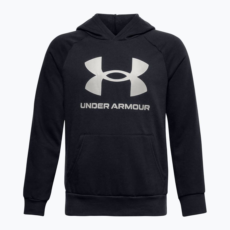 Felpa con cappuccio Rival Fleece di Under Armour per bambini, nero/bianco anice