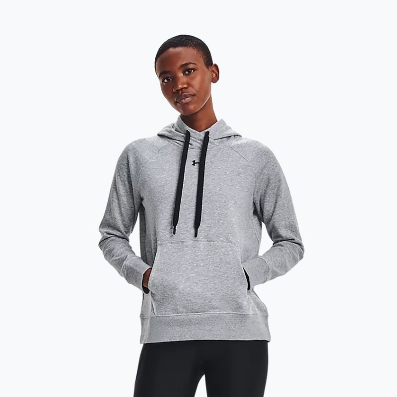 Felpa da donna Under Armour Rival Fleece Hb Hoodie steel medium heather/nero/nero 3