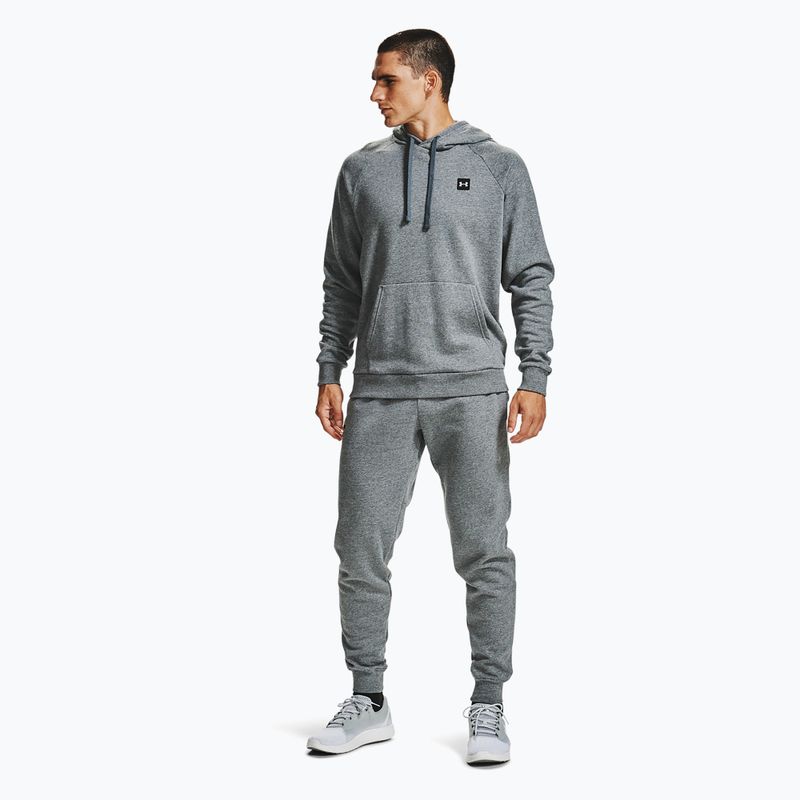 Felpa da uomo Under Armour Rival Hoodie grigio pece chiaro/onyx bianco 4