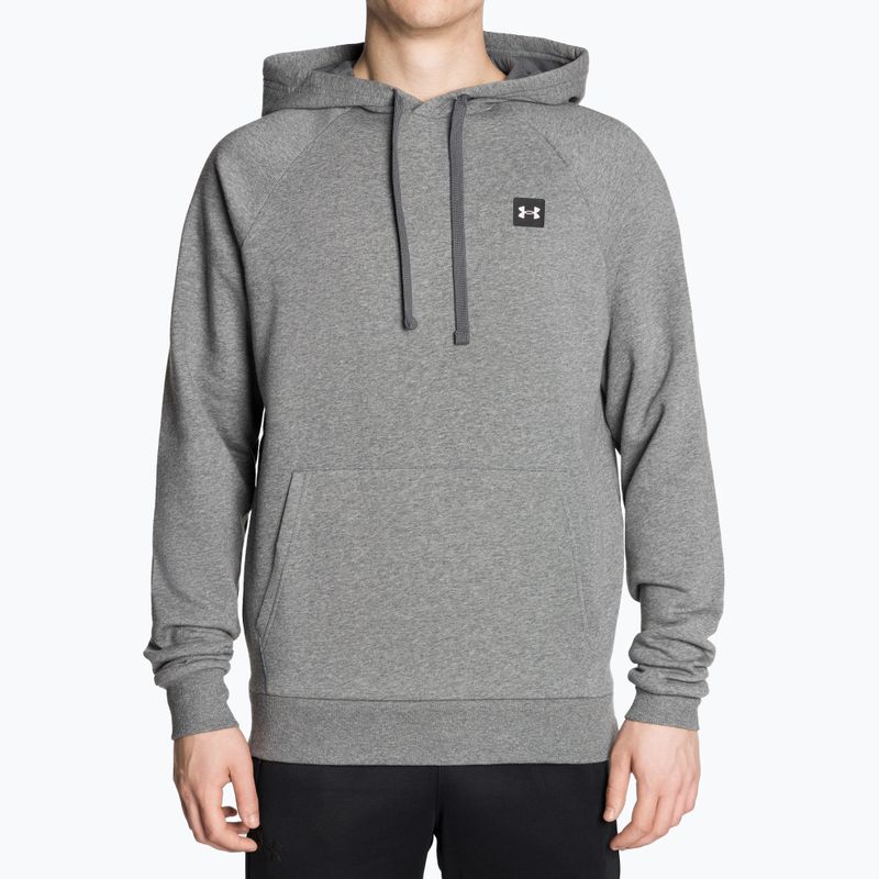 Felpa da uomo Under Armour Rival Hoodie grigio pece chiaro/onyx bianco 2