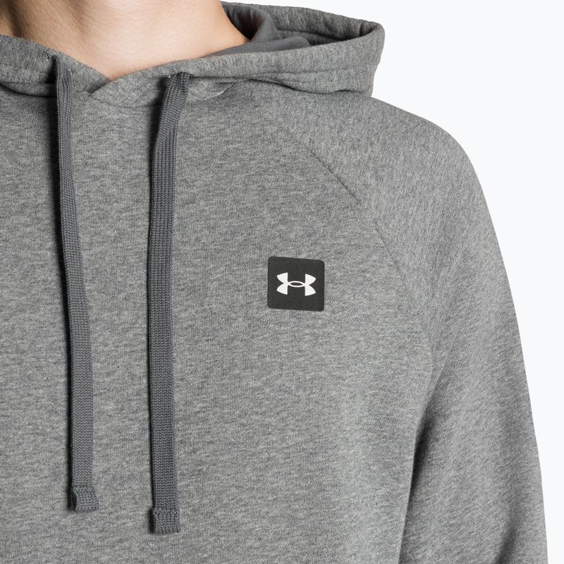 Felpa da uomo Under Armour Rival Hoodie grigio pece chiaro/onyx bianco 6